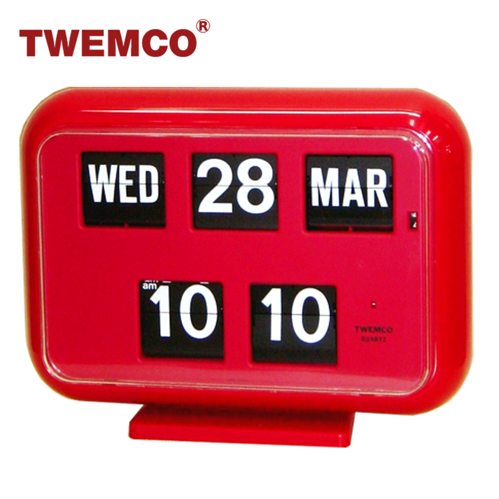 TWEMCO 機械式翻頁鐘 英文萬年曆 德國機芯 QD-35 紅色