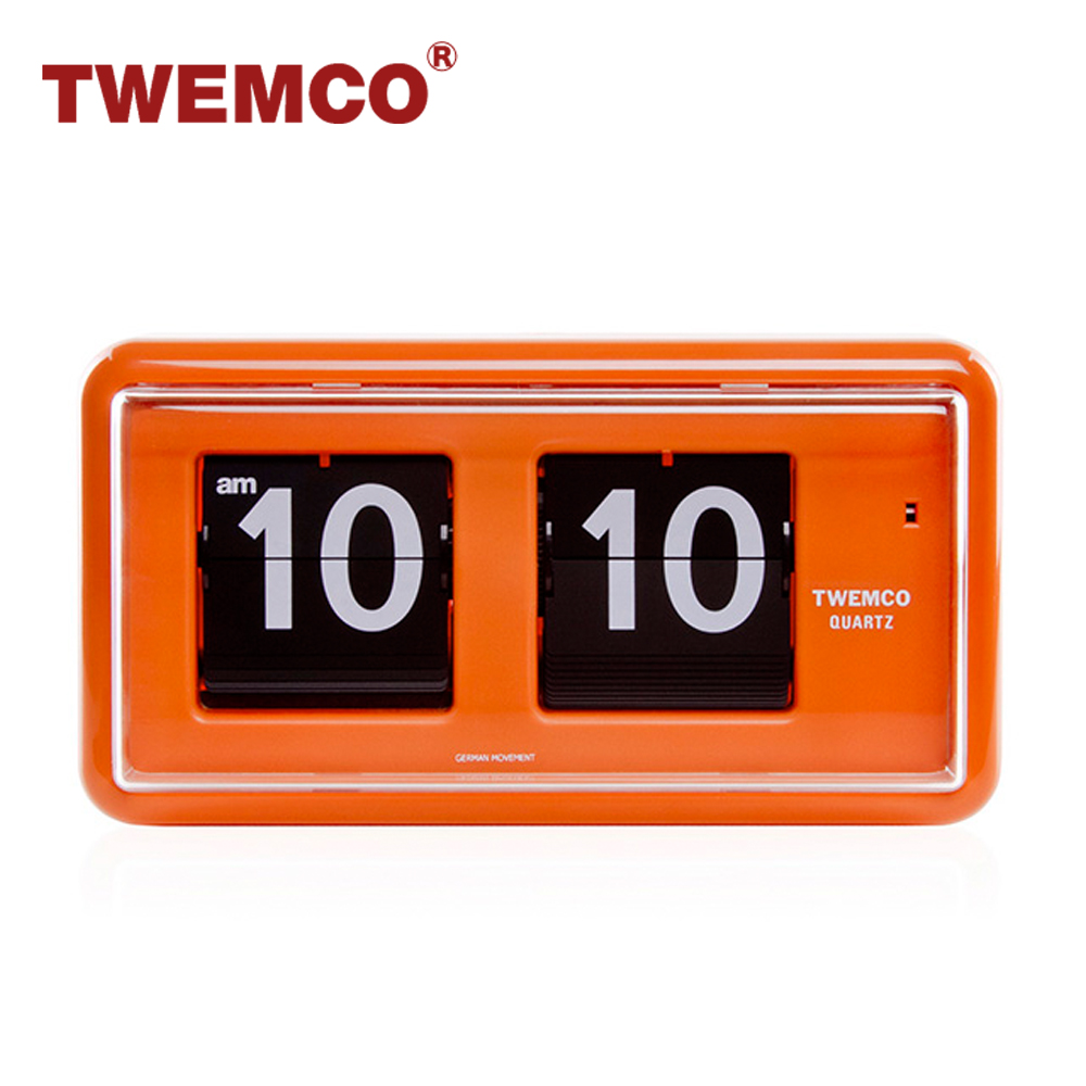 TWEMCO 機械式翻頁鐘 德國機芯 方形可壁掛及桌放 QT-30 橘色