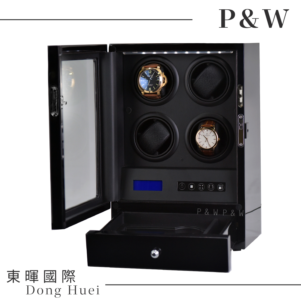 【P&W手錶上鍊盒】4+2支裝 5種轉速設定 矽膠錶枕【大錶專用】觸控式面板 LED顯示 遙控功能 機械錶專用