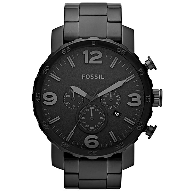 【FOSSIL】NATE三眼計時腕錶-黑50mm(JR1401)
