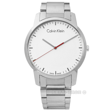 CK / K2G2G1Z6 / 時尚曼哈頓簡約風不鏽鋼手錶 銀白色 43mm