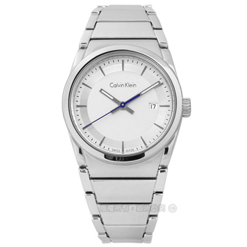 CK / K6K33146 / step 歐美潮流極簡知性日期不鏽鋼手錶 銀白色 30mm