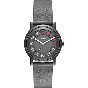 DKNY 紐約派對都會腕錶-灰黑x桃紅/34mm NY2390