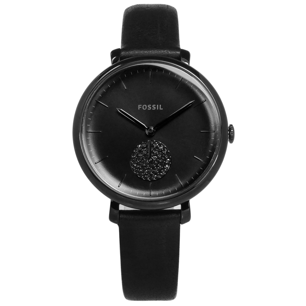 FOSSIL / ES4490 / 極簡主義 經典酷黑 獨立秒針 礦石強化玻璃 日本機芯 真皮手錶 黑色 36mm