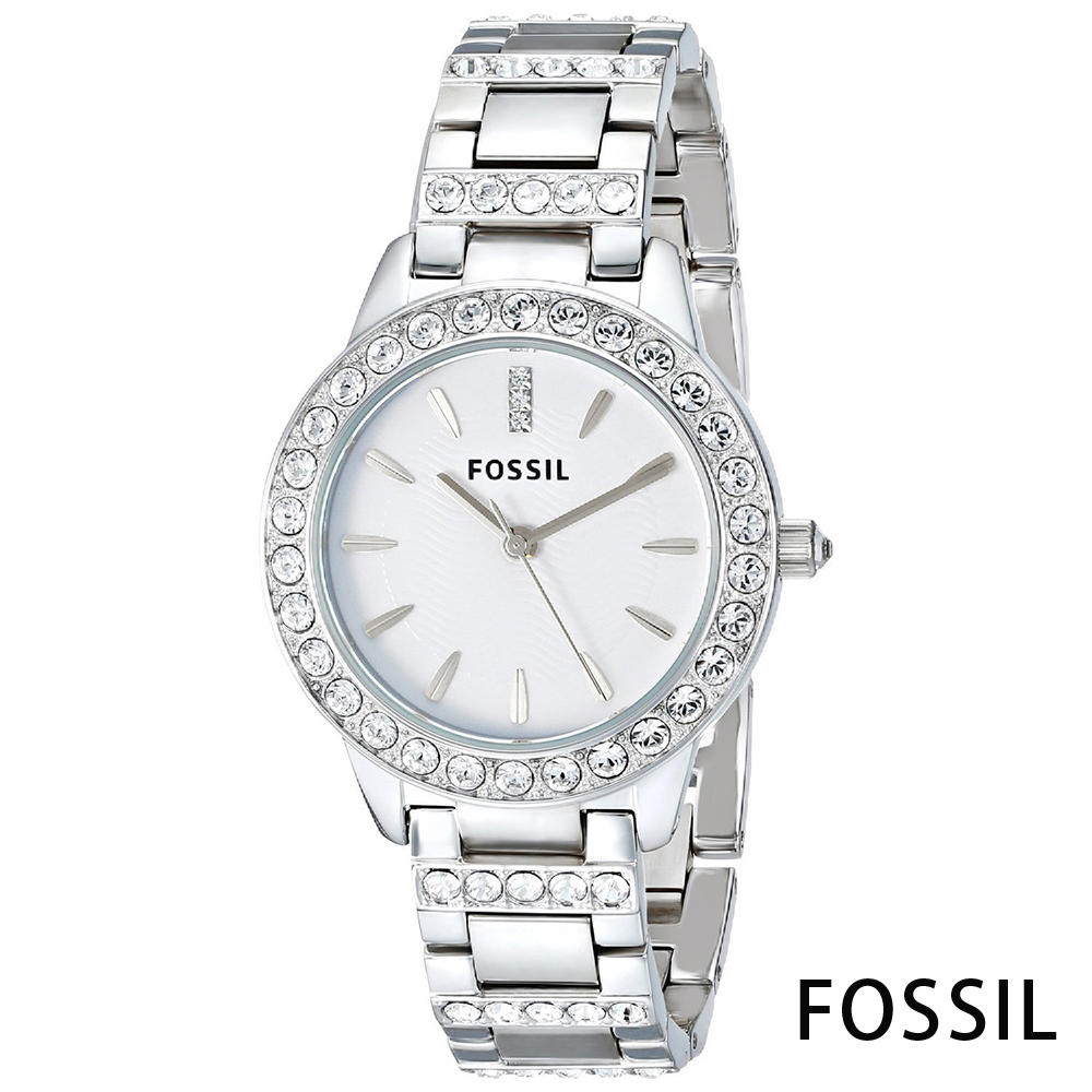 FOSSIL 浮華吸睛復古不鏽鋼腕錶(ES2362)-白色x34mm