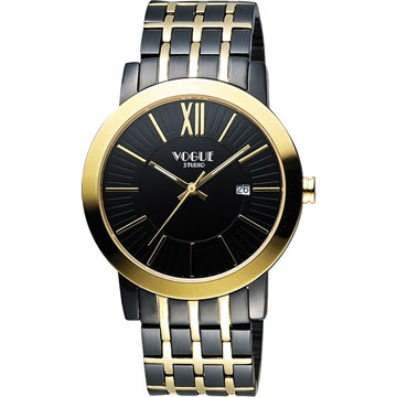 VOGUE 尊爵時尚羅馬腕錶-IP黑x雙色版 2V1407-231DYG-D