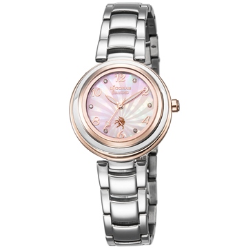 【LICORNE力抗錶】永恆時光真鑽系列 浪漫貝面晶鑽手錶 (玫瑰金/粉紅 LT123LTPA)