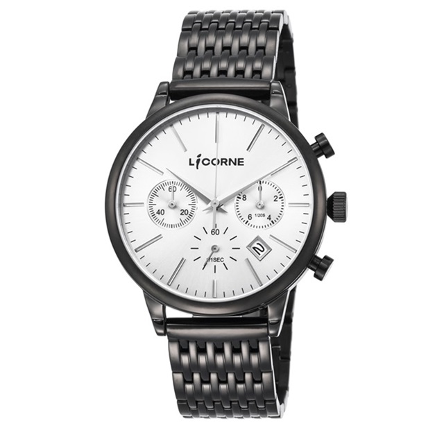 【LICORNE力抗錶】撼動系列 經典時尚風格三眼計時手錶 (銀/黑 LI097MBWI)