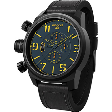 elegantsis Army 戰地海軍三眼計時腕錶-藍 ELJT48-OU08LC