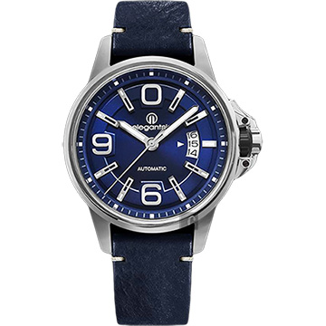 elegantsis JT55A 復古潮流機械腕錶-藍/44mm ELJT55A-NU02LC