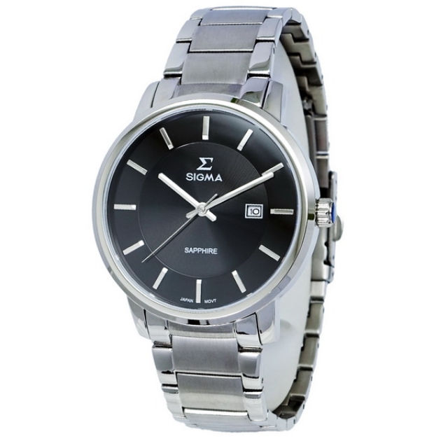 【SIGMA】簡約時尚 藍寶石鏡面不鏽鋼男錶 1122M-1 黑/銀 40mm 平價實惠的好選擇