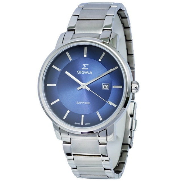【SIGMA】簡約時尚 藍寶石鏡面不鏽鋼男錶 1122M-3 藍/銀 40mm 平價實惠的好選擇