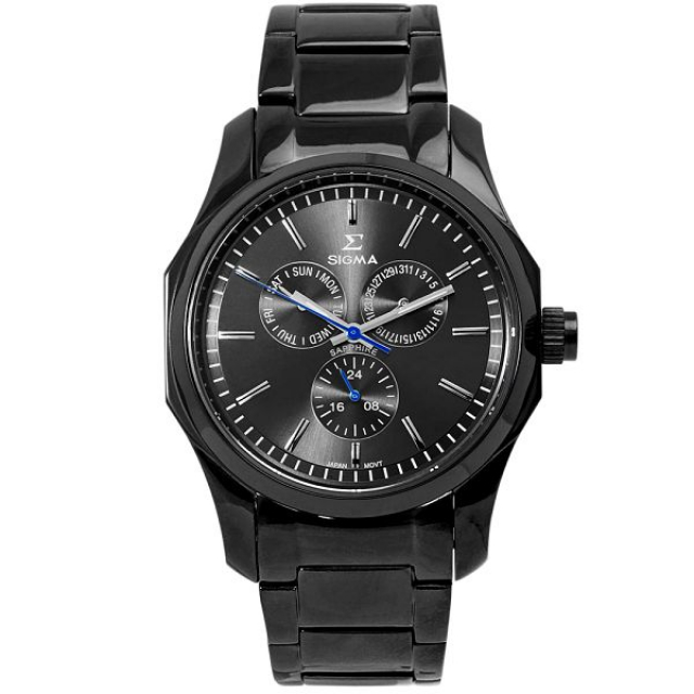 【SIGMA】簡約時尚 藍寶石鏡面時尚腕錶 1018M-B01 黑鋼 41mm 平價實惠好選擇