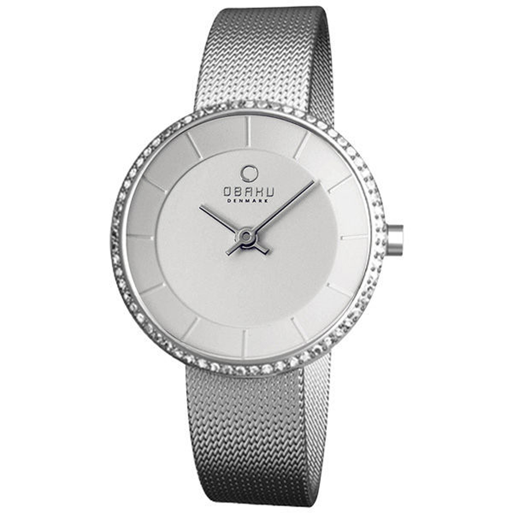 OBAKU 雅悅媛式晶鑽時尚米蘭腕錶(銀白)