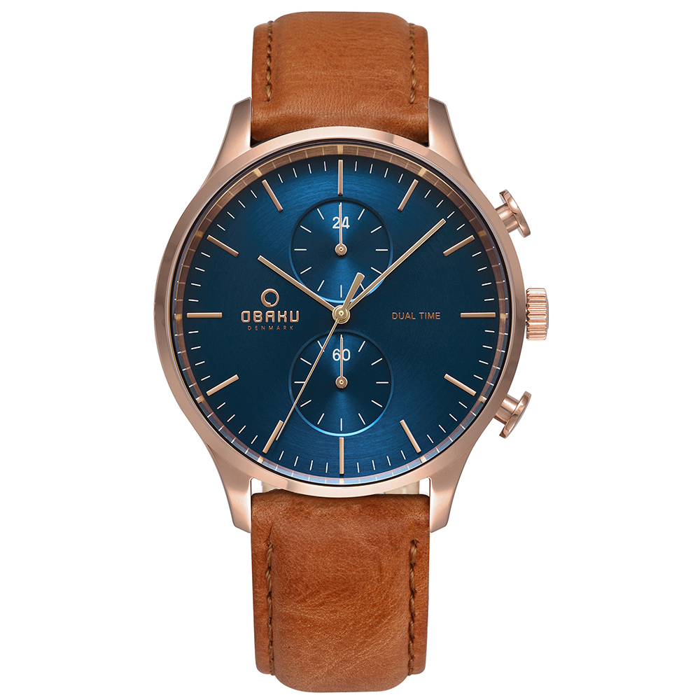 OBAKU 海洋現代闡釋多功能腕錶-咖啡X藍