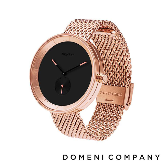 【DOMENI COMPANY】經典系列不鏽鋼單眼女錶 米蘭錶帶/爵仕黑錶盤-玫瑰金(RGM01-32)