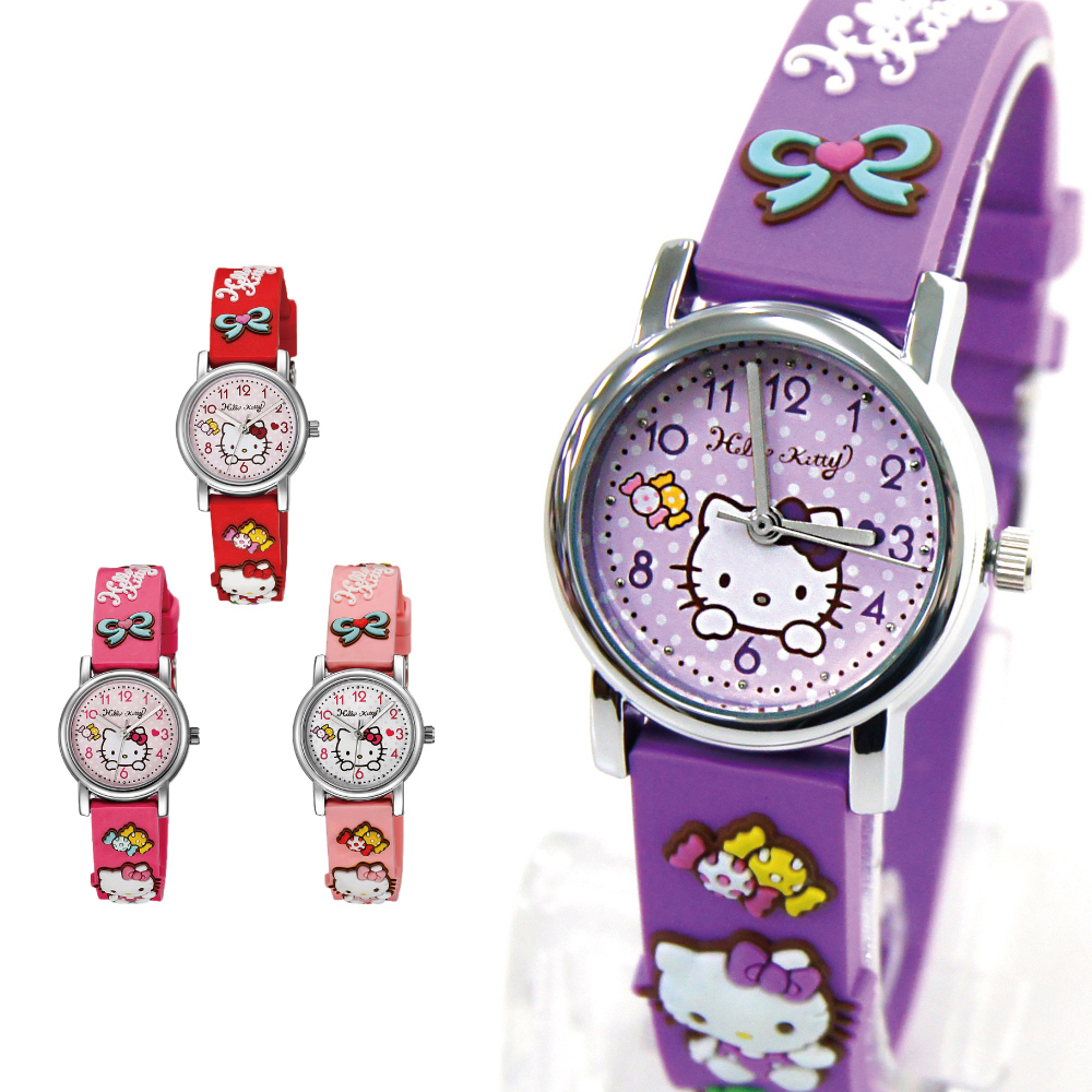 Hello Kitty KT015 甜蜜糖果立體凱蒂貓小錶面矽膠手錶