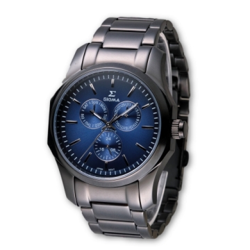 SIGMA 完美角度藍寶石鏡面黑鋼時尚腕錶/42mm/1018M-B3