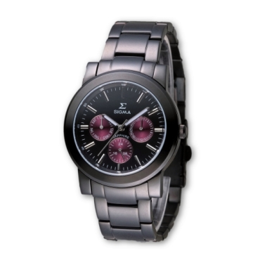 SIGMA 極品風格藍寶石鏡面黑鋼時尚腕錶/38mm/8807M-BP
