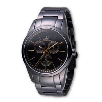 SIGMA 準確時刻藍寶石鏡面黑鋼時尚腕錶/41mm/9815M-BG