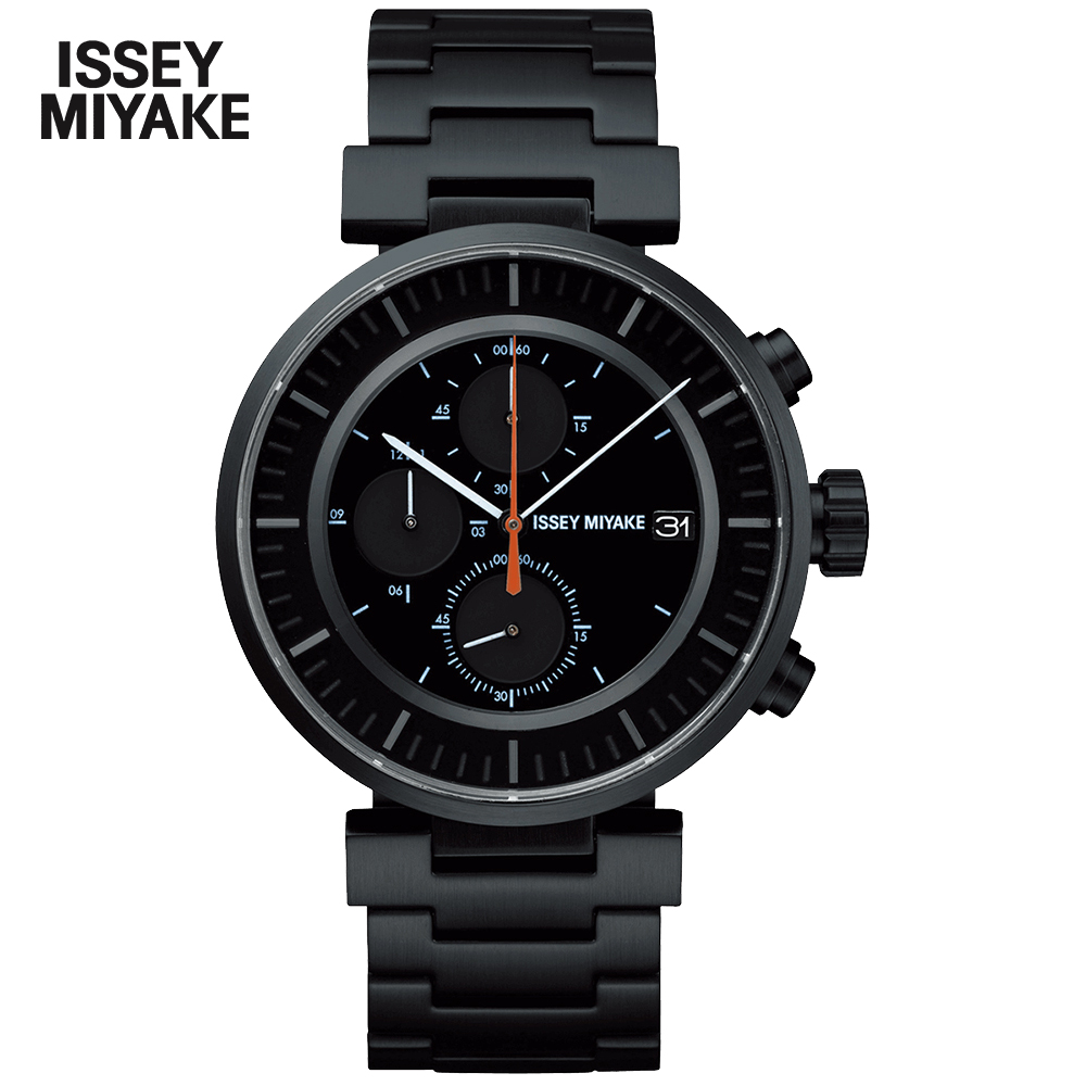 ISSEY MIYAKE 三宅一生 W系列三眼計時腕錶(黑/43mm) VK67-0010SD SILAY002Y