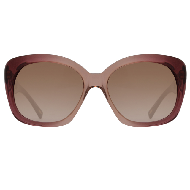 LOEWE 羅威明星同款大方框簡約皮革設計太陽眼鏡(透明酒紅 SLW842-0AF4)