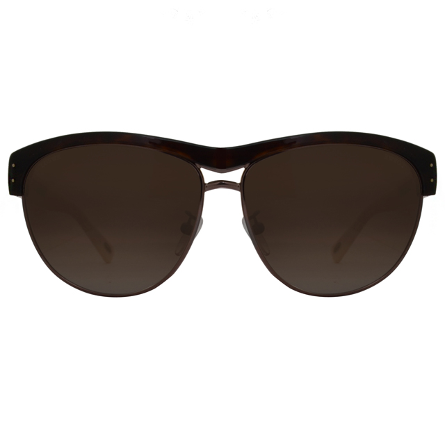 LOEWE 羅威流行半框街頭風款太陽眼鏡(乳白/咖啡 SLW844-0722)