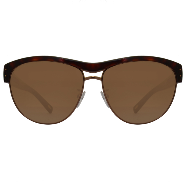 LOEWE 羅威流行半框街頭風款太陽眼鏡(咖啡/琥珀 SLW844-0786)