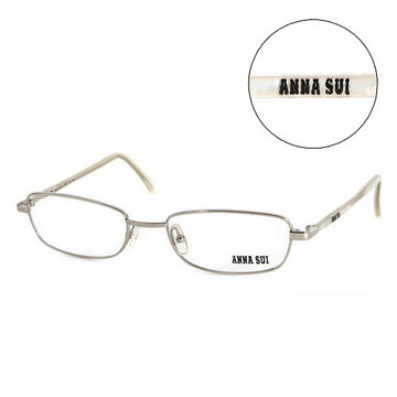 Anna Sui 日本安娜蘇 時尚珠光金屬造型平光眼鏡(銀) AS05404