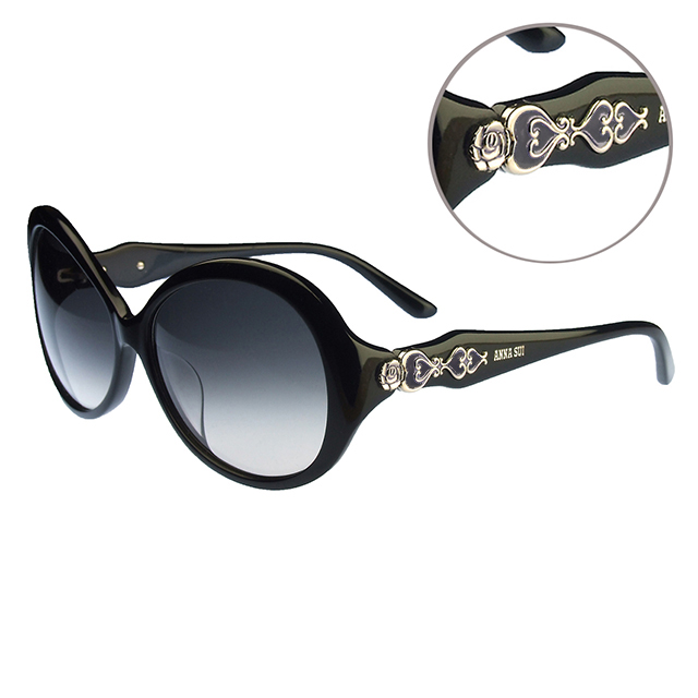 Anna Sui 日本安娜蘇 復古時尚經典玫瑰圖騰造型太陽眼鏡 (黑) AS 851-001
