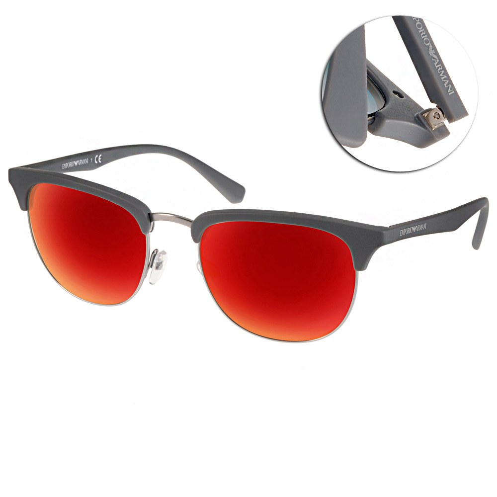 EMPORIO ARMANI太陽眼鏡 時尚眉框款(灰銀) #EA4072 55026Q
