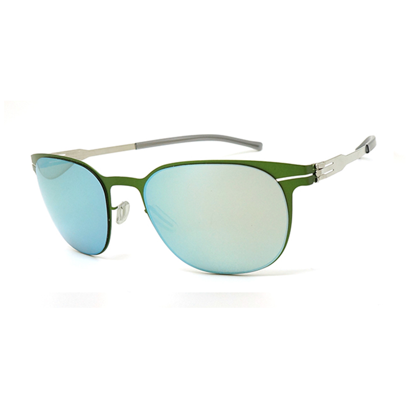 【ic! berlin】德國薄鋼墨鏡太陽眼鏡 wallis electric green 無螺絲專利設計 53mm