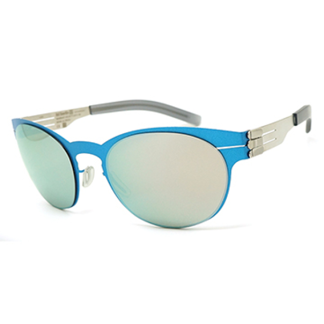 【ic! berlin】德國薄鋼墨鏡太陽眼鏡 zeder electric blue 無螺絲專利設計 49mm