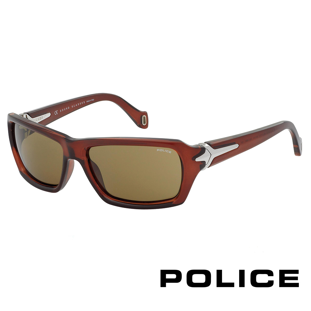 POLICE 義大利警察都會款個性型男墨鏡-膠框(咖啡紅) POS1810-Z90P