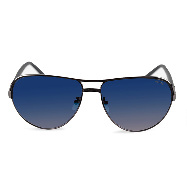POLICE 義大利 時尚飛行員框漸層太陽眼鏡 /藍 POS8853-K56B