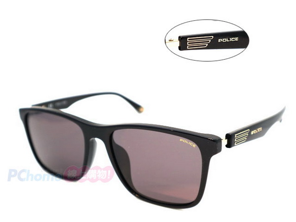 POLICE 新款 時尚偏光太陽眼鏡 SPLA32J 700P 黑框偏光鏡片