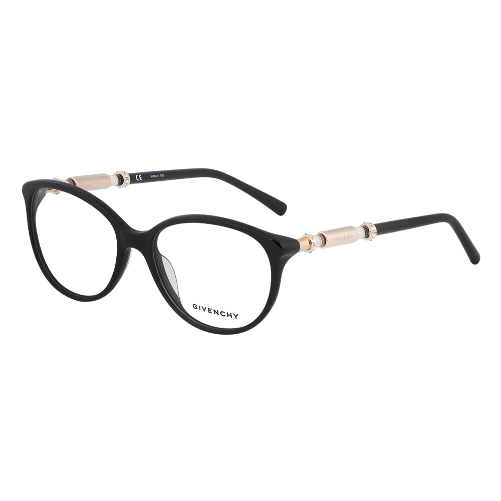 GIVENCHY 法國紀梵希經典鑽石鑲嵌時尚圓柱鏡腳光學眼鏡(黑)GIVGV861-700S