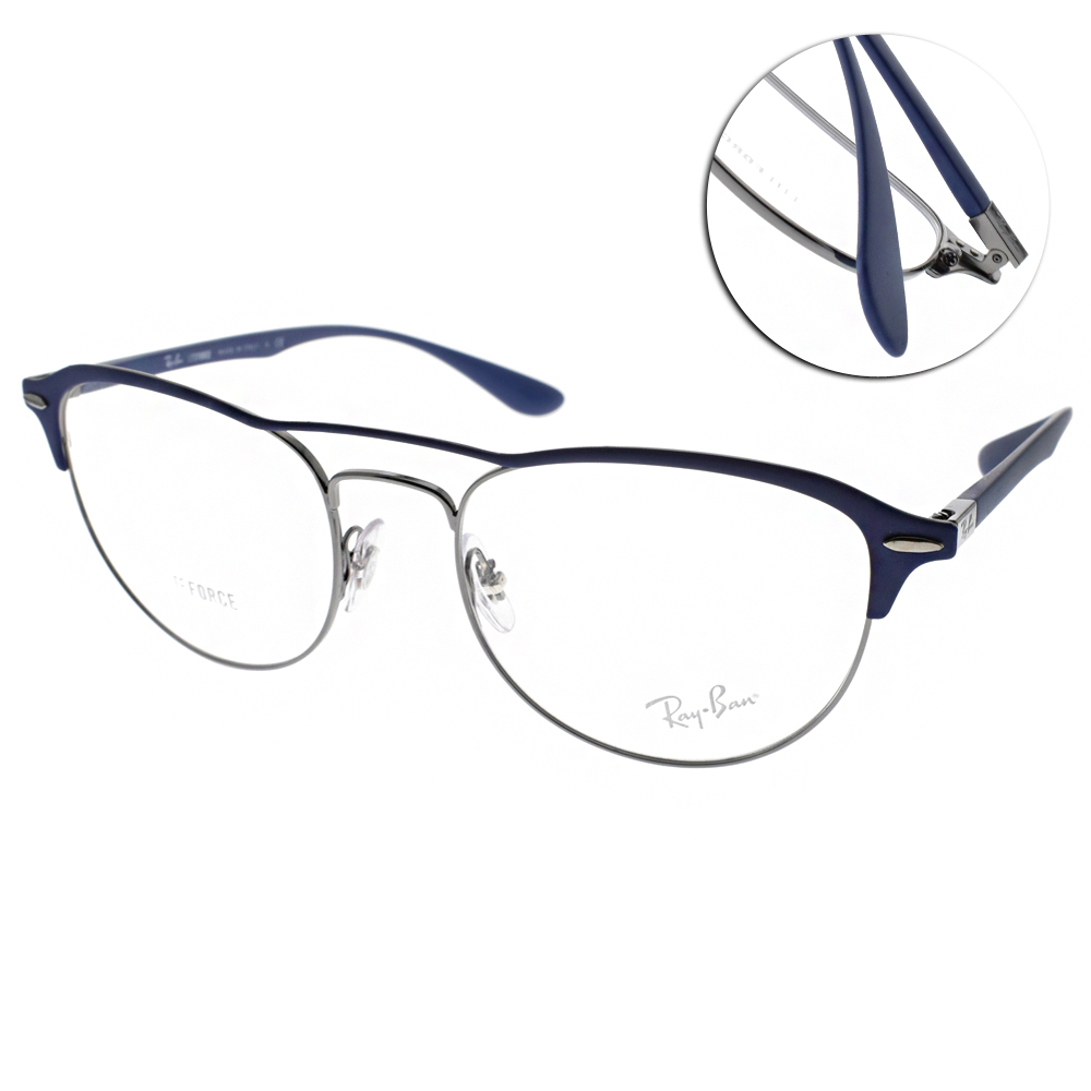 RAY BAN光學眼鏡 經典潮流貓眼框(藍-槍) #RB3596V 2996