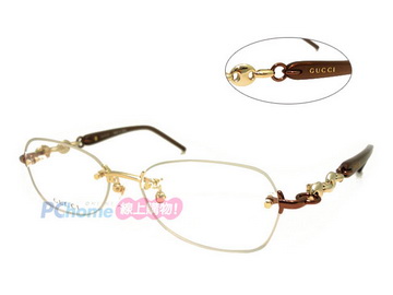 GUCCI 古馳 日本製 純鈦材質 經典扣環無框光學眼鏡 GG8557J 金/咖啡