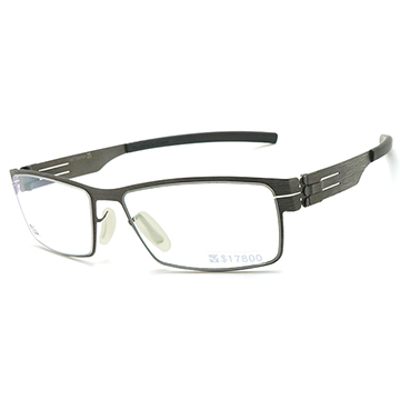 【ic! berlin】德國薄鋼光學眼鏡鏡框 peter c. waved graphite 無螺絲專利設計 53mm