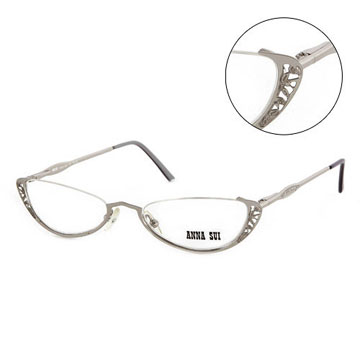 Anna Sui 日本安娜蘇 復古時尚立體精雕造型平光眼鏡(銀) AS02502