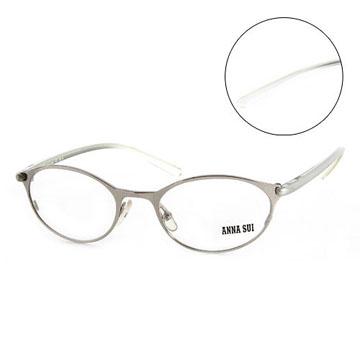 Anna Sui 日本安娜蘇 時尚漸層金屬造型平光眼鏡(銀) AS03704