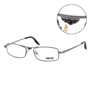 Anna Sui 日本安娜蘇 藍鑽金屬造型平光眼鏡(鐵灰) AS05104