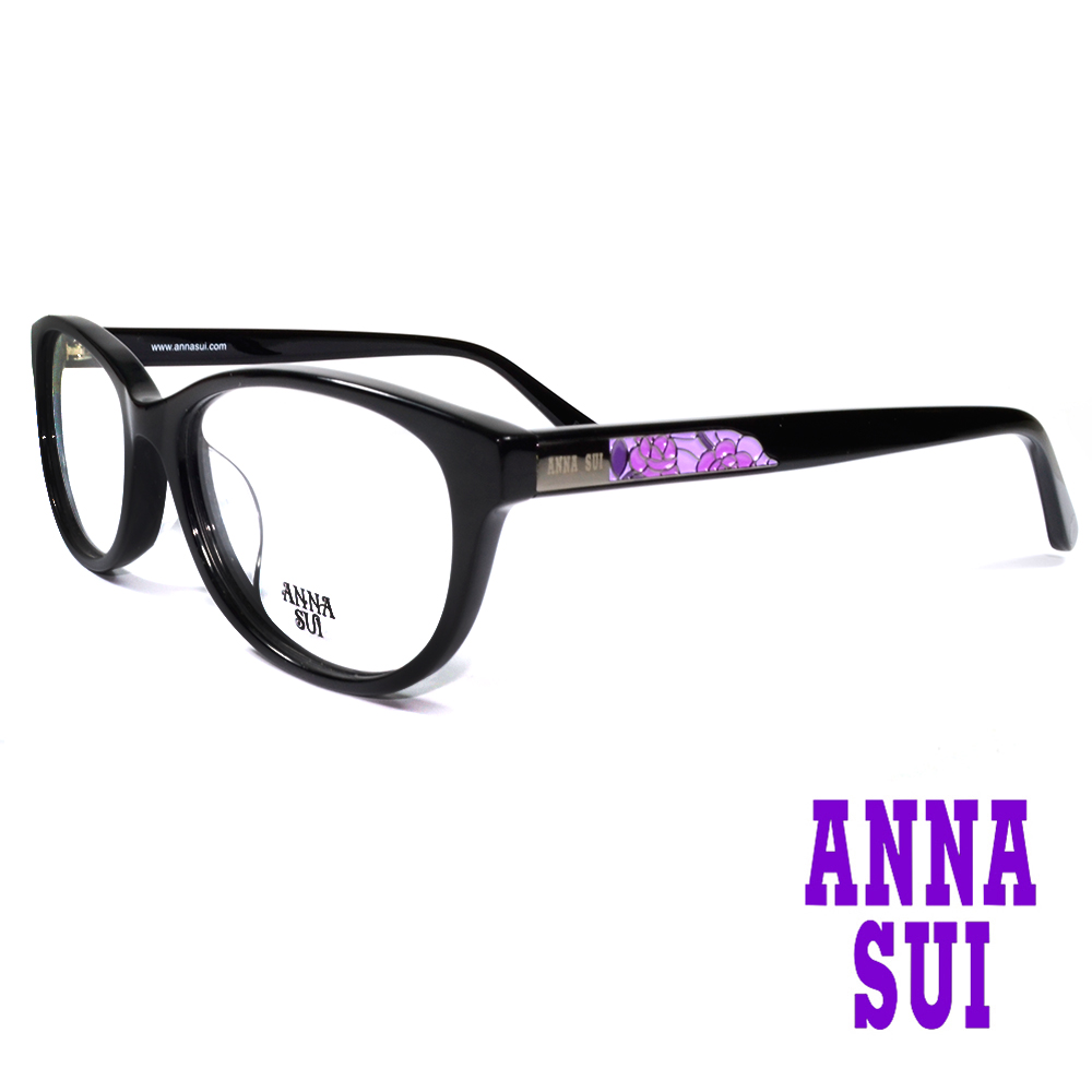 ANNA SUI 綻放薔薇浮雕造型眼鏡(黑色)AS618-001