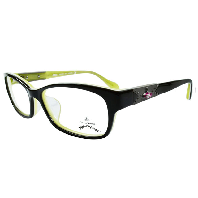 Vivienne Westwood 英國Anglomania復古感個性鉚釘光學眼鏡(黑+綠)AN28003