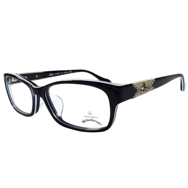 Vivienne Westwood 英國Anglomania復古感個性鉚釘光學眼鏡(黑+白)AN28004