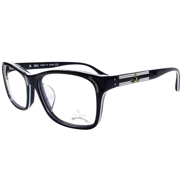 Vivienne Westwood 英國Anglomania霸氣率性★線條LOGO光學眼鏡(黑+白)AN29104