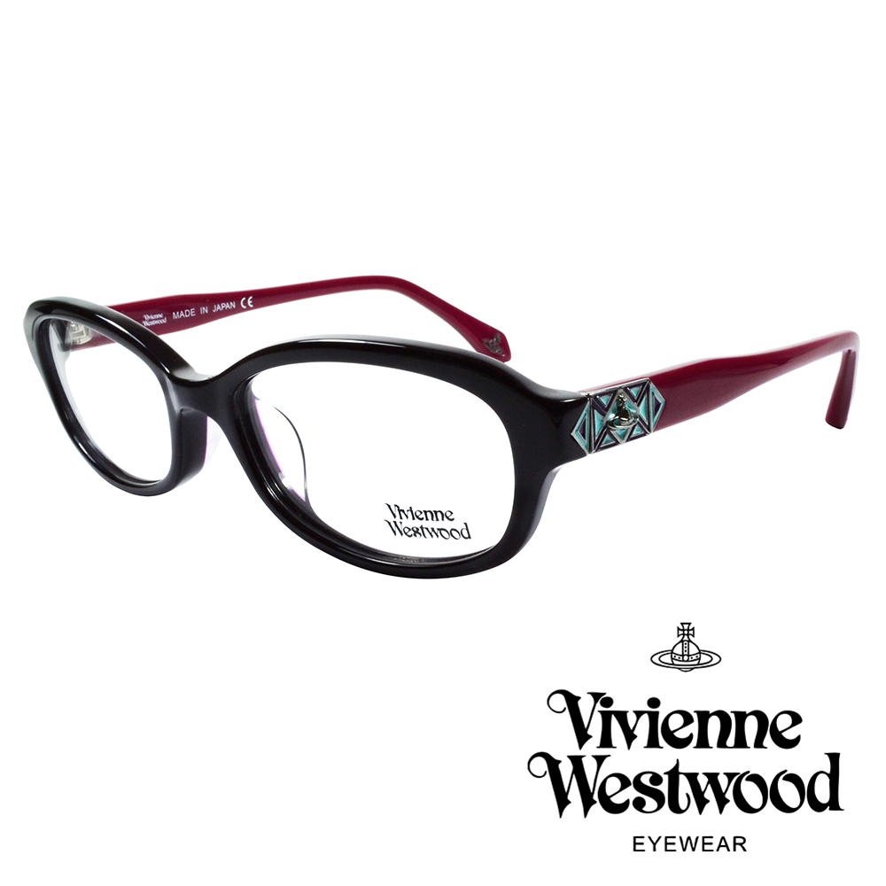 Vivienne Westwood 英國薇薇安魏斯伍德多彩幾何造型光學眼鏡(黑+紅紫)VW31703