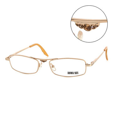 Anna Sui 日本安娜蘇 金鑽金屬造型平光眼鏡(金) AS05103