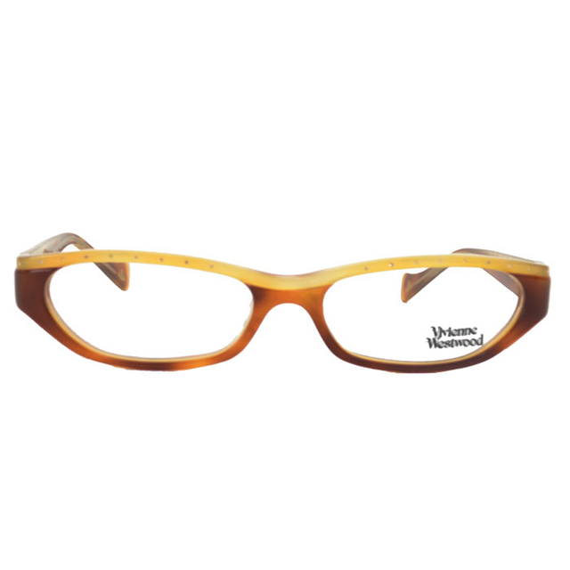 【Vivienne Westwood】英國薇薇安魏斯伍德個性鉚釘上框光學眼鏡(透明黃/琥珀) VW133-02